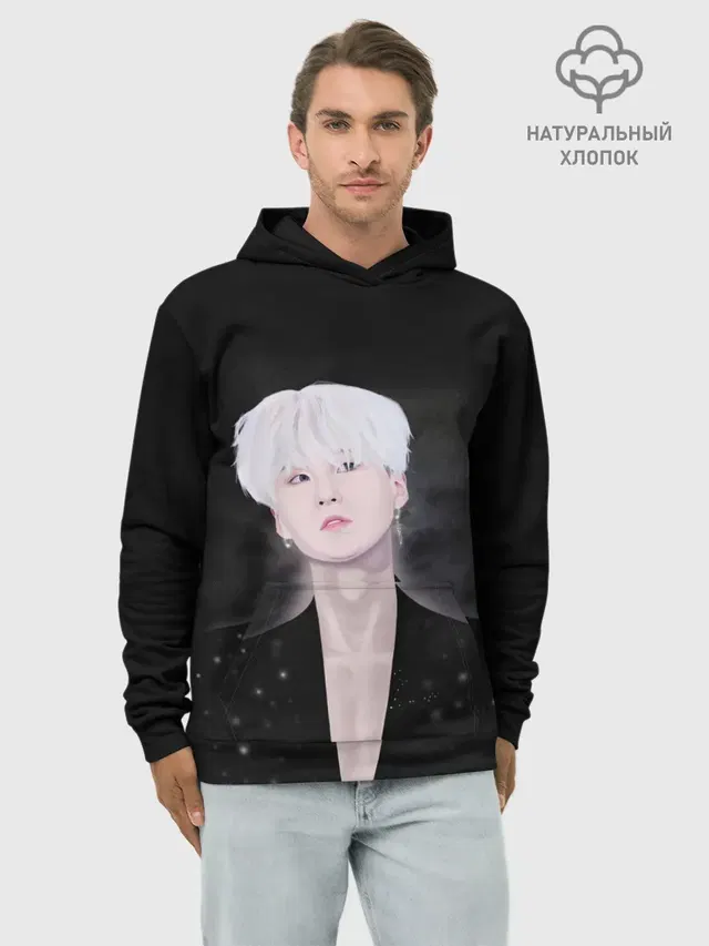 Худи мужской базовый хлопок с принтом «BTS — SUGA»