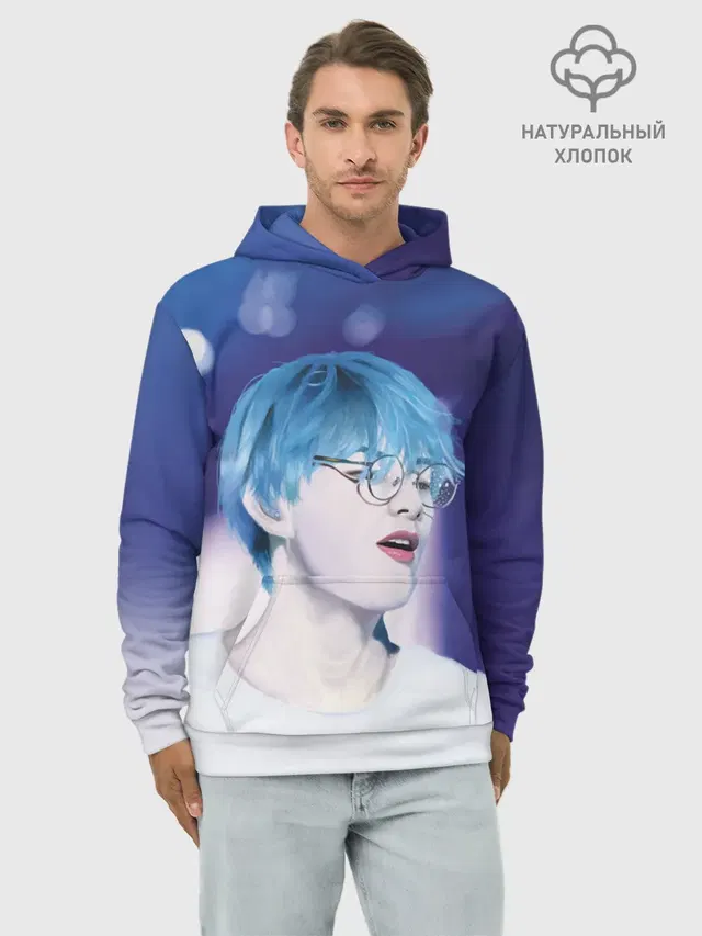 Худи мужской базовый хлопок с принтом «BTS — BTS Blue»