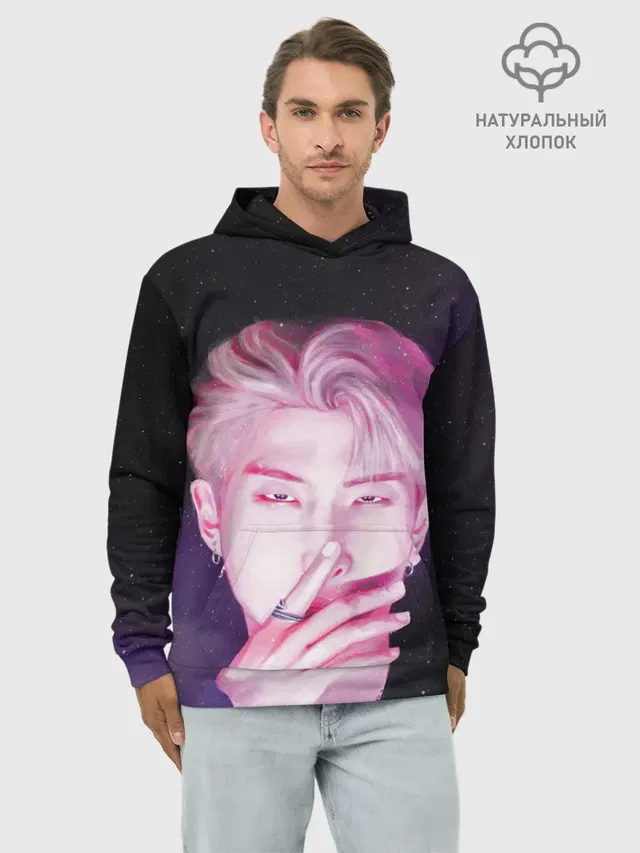 Худи мужской базовый хлопок с принтом «BTS»