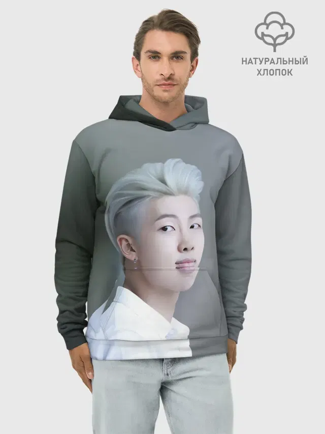 Худи мужской базовый хлопок с принтом «BTS»