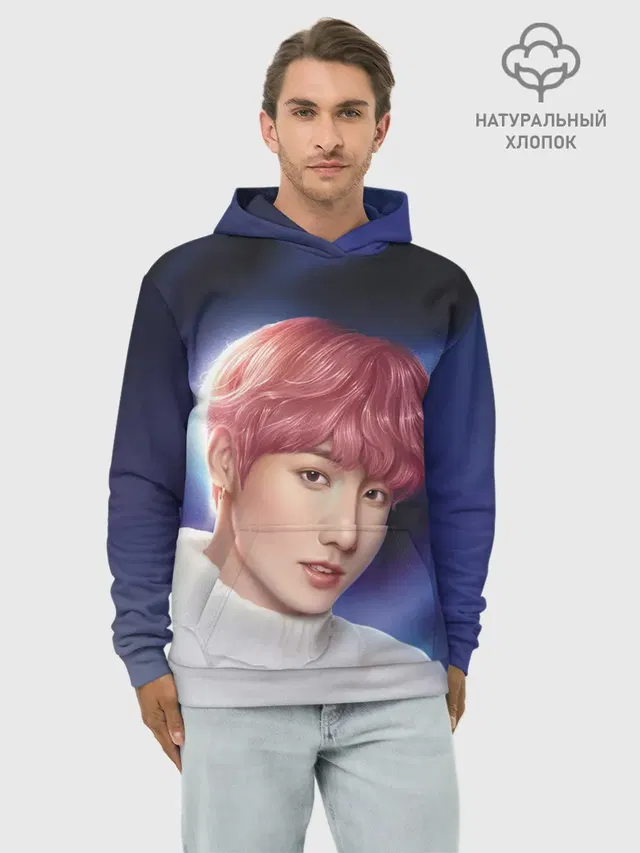 Худи мужской базовый хлопок с принтом «BTS — Kiss»