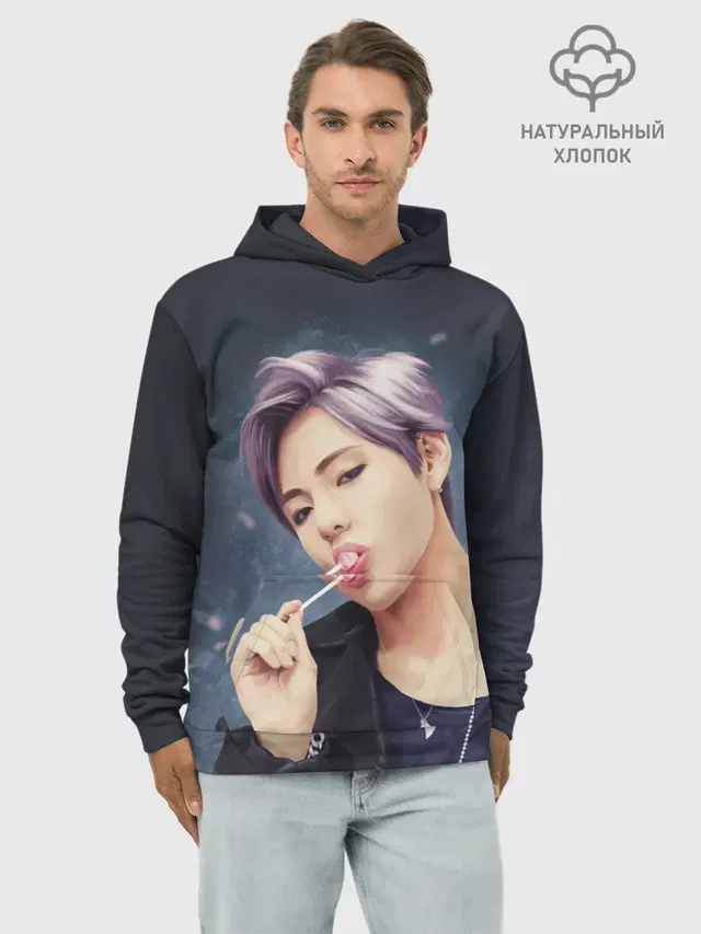 Худи мужской базовый хлопок с принтом «BTS — Hair»