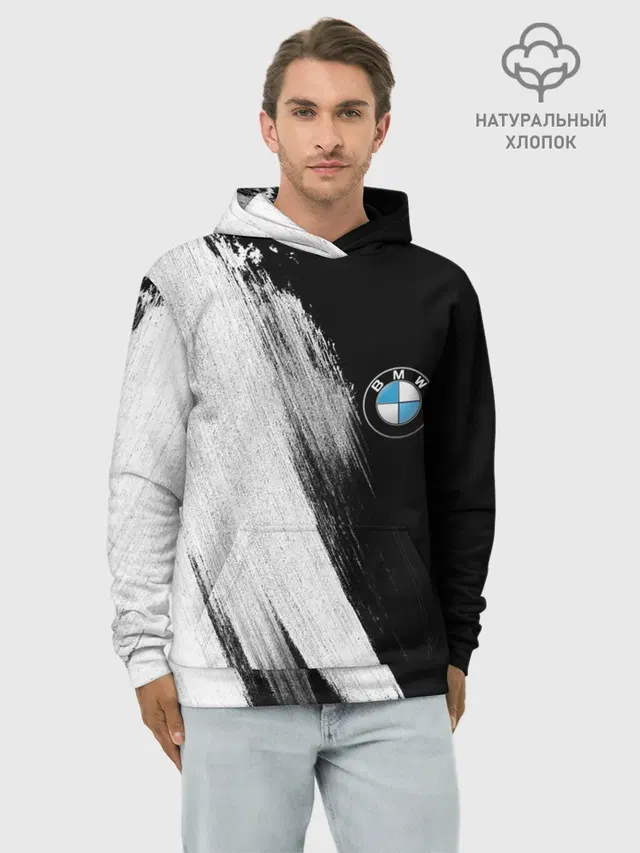 Худи мужской базовый хлопок с принтом «BMW»