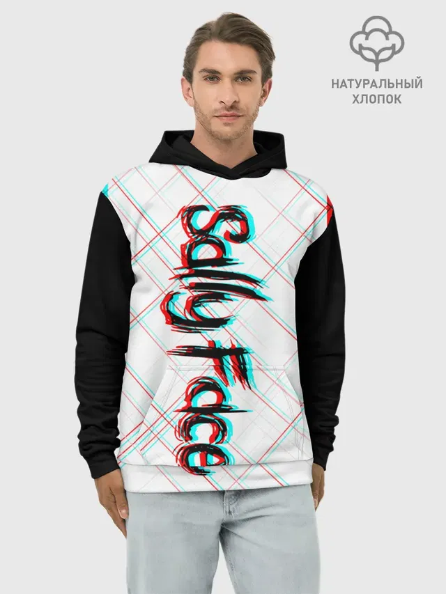 Худи мужской базовый хлопок с принтом «Glitch art»