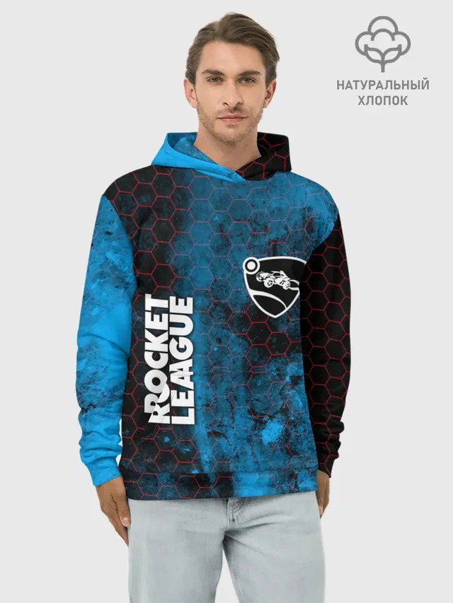 Худи мужской базовый хлопок с принтом «Rocket League»