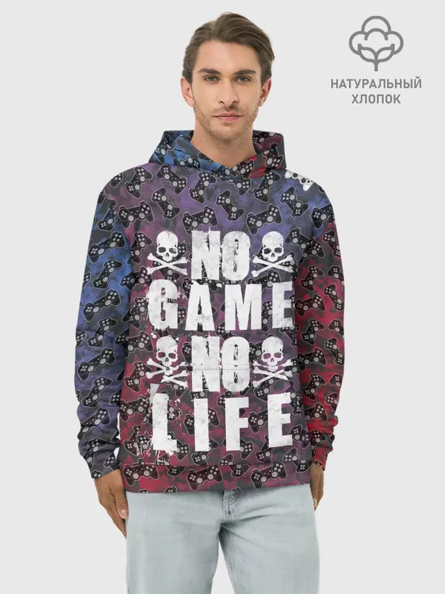 Худи мужской базовый хлопок с принтом «No Game No Life»