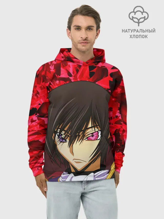 Худи мужской базовый хлопок с принтом «Code Geass — GODE GEASS textured»