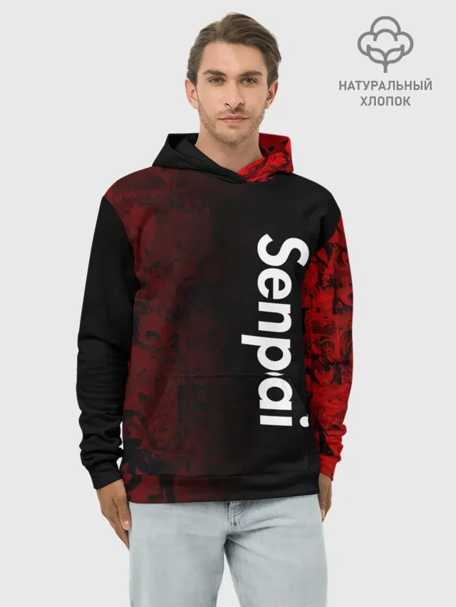Худи мужской базовый хлопок с принтом «Ahegao»