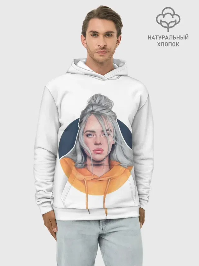 Худи мужской базовый хлопок с принтом «Billie Eilish — Billie Eilish art 1»