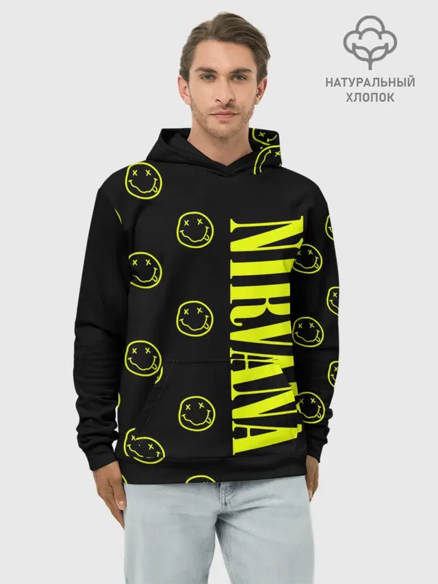Худи мужской базовый хлопок с принтом «Nirvana 2»