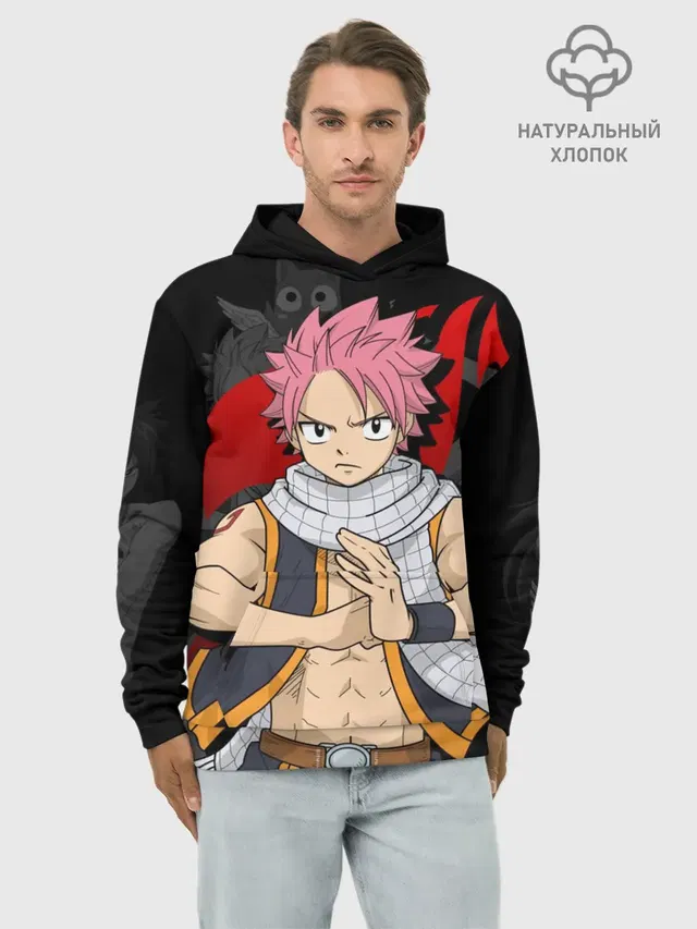Худи мужской базовый хлопок с принтом «Хвост Феи — Fairy Tail, Нацу»