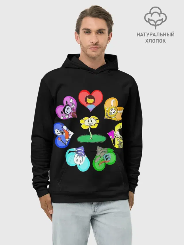 Худи мужской базовый хлопок с принтом «Flowey»