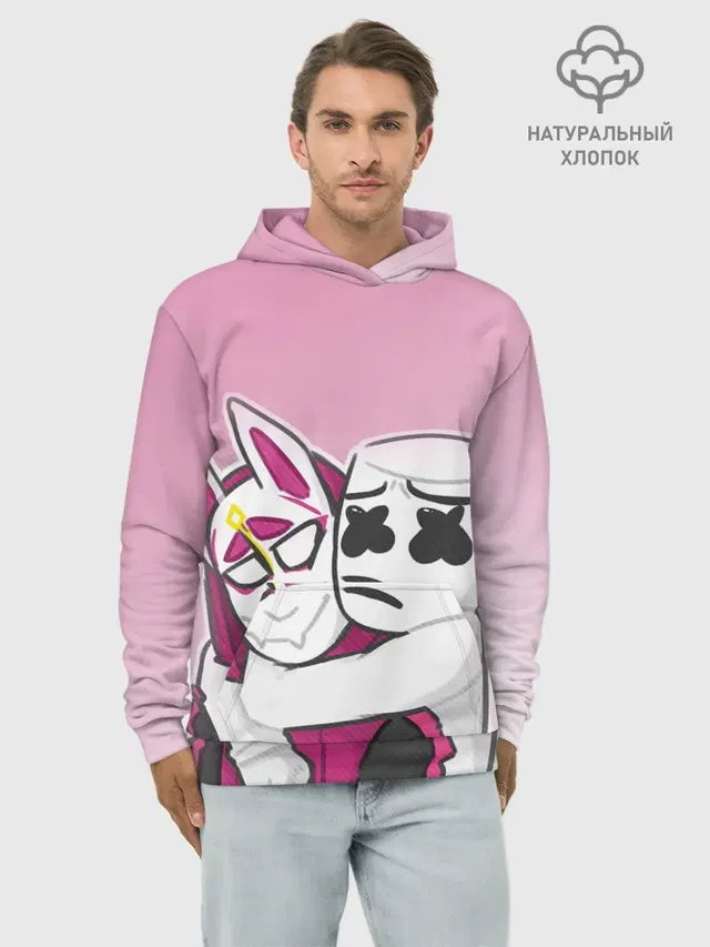 Худи мужской базовый хлопок с принтом «Marshmello — Fortnite Marshmello»