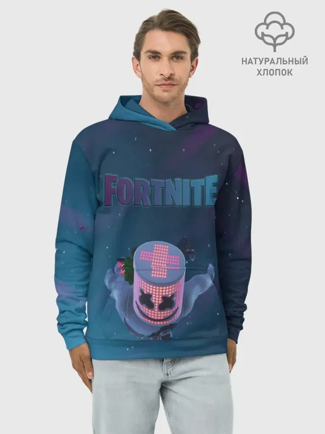 Худи мужской базовый хлопок с принтом «Фортнайт — Fortnite x Marshmello»
