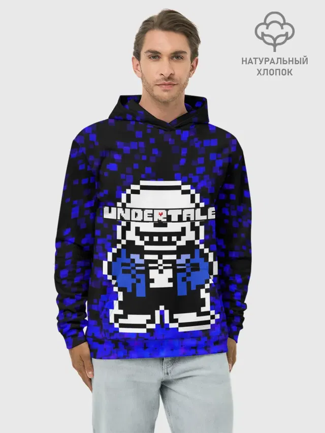 Худи мужской базовый хлопок с принтом «Pixel art»