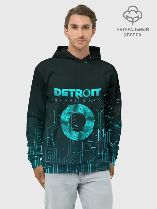Худи мужской базовый хлопок с принтом «Circuitry — Detroit: Вecome Human»