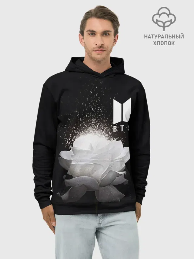 Худи мужской базовый хлопок с принтом «BTS»