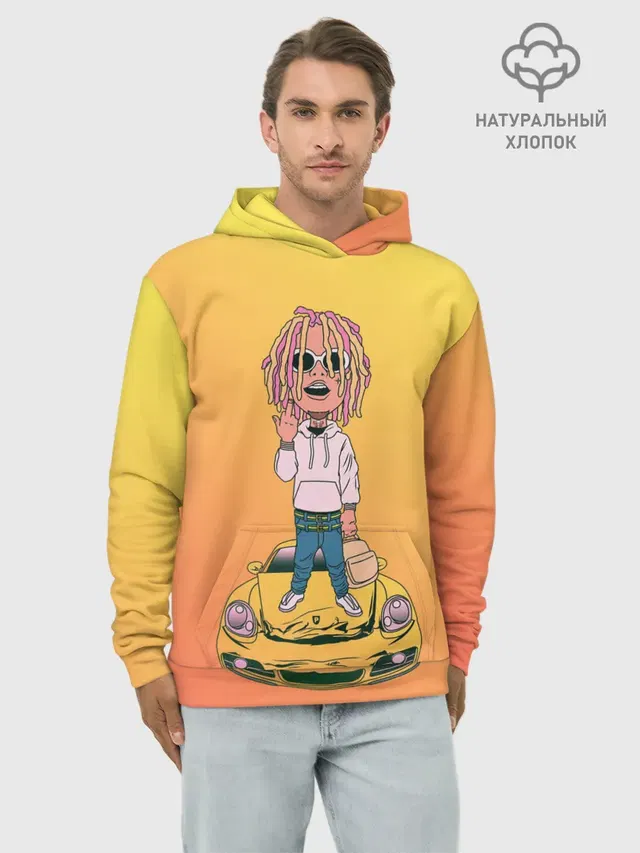 Худи мужской базовый хлопок с принтом «Lil Pump — Lil Pump - Flex Like Ouu»