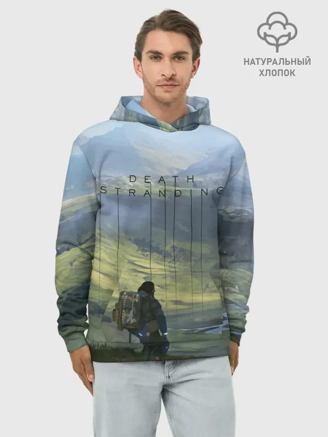 Худи мужской базовый хлопок с принтом «Death Stranding СЭМ»