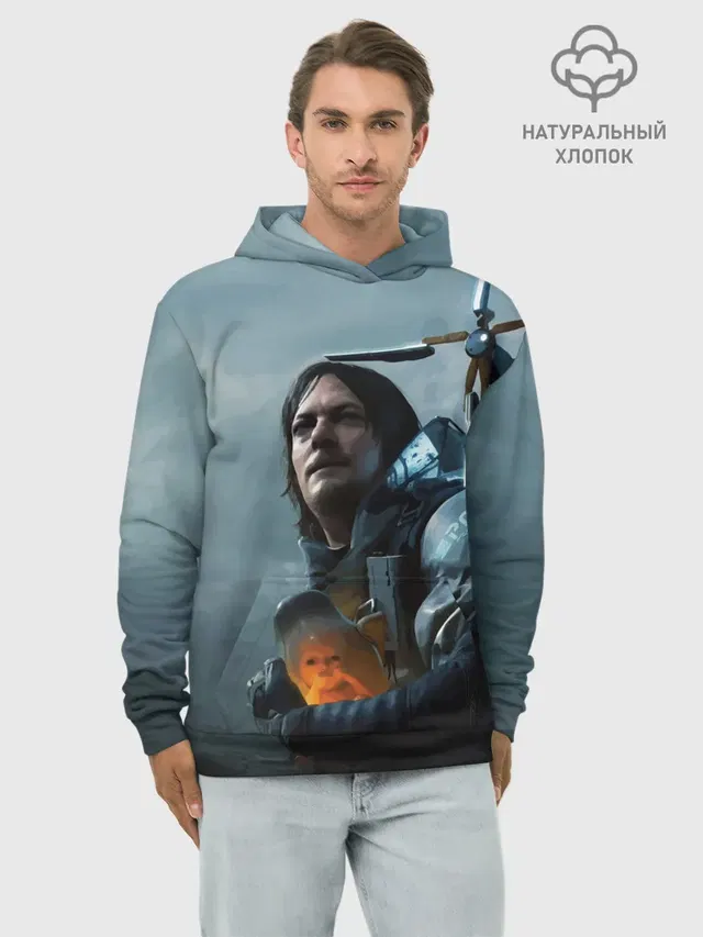 Худи мужской базовый хлопок с принтом «Death Stranding — Сэм - DEATH STRANDING»