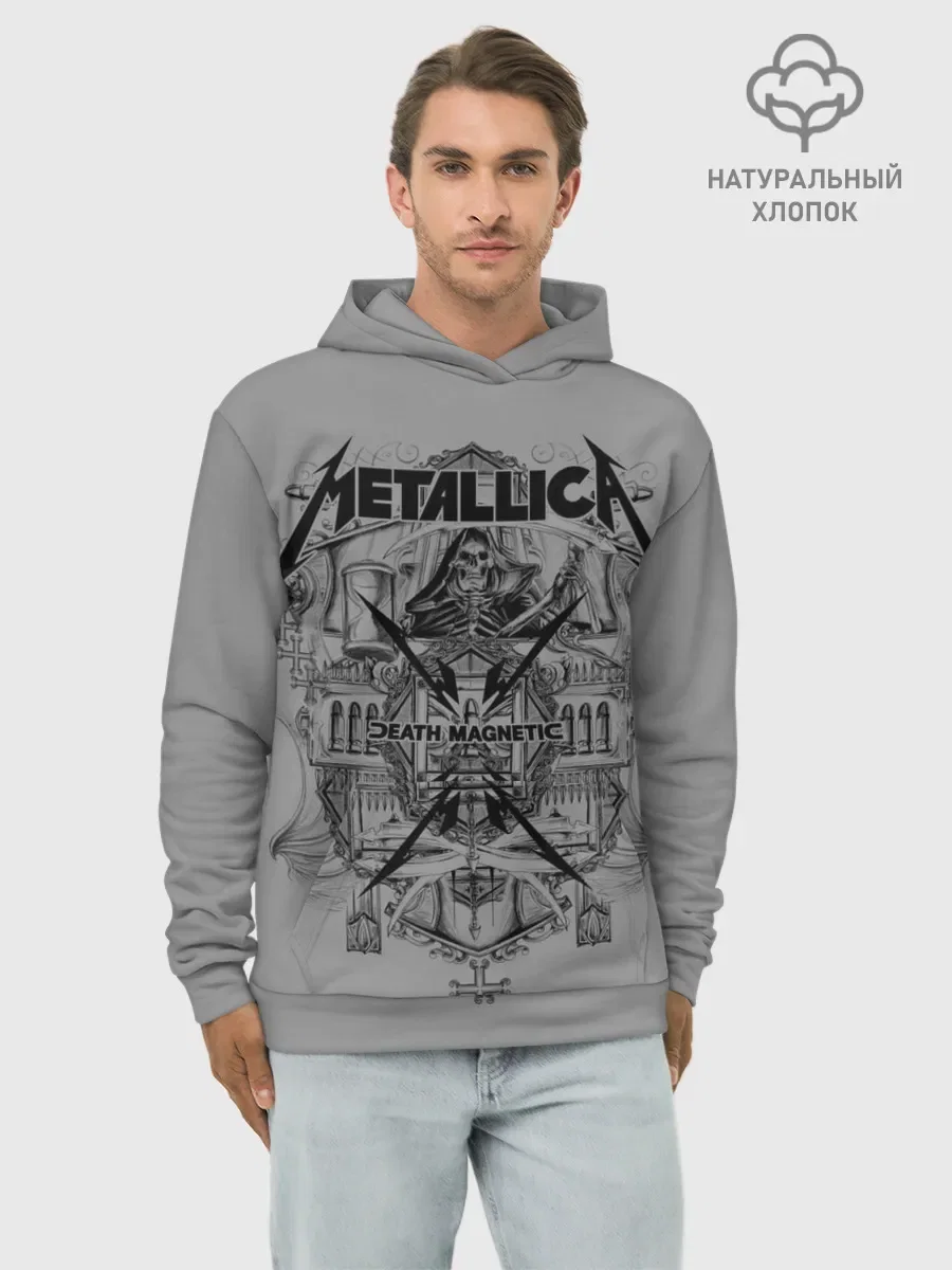 Мужское хлопковое худи «Death Magnetic» — принт крупно