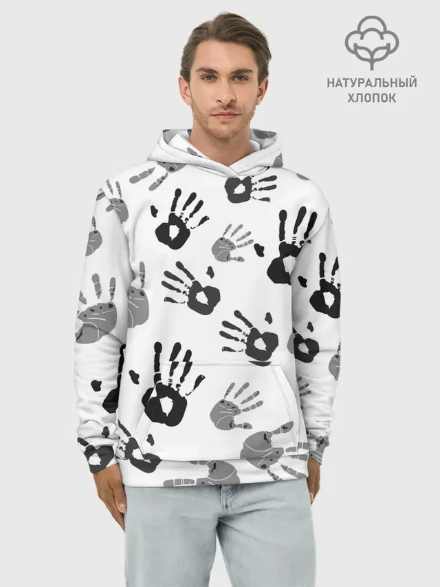 Худи мужской базовый хлопок с принтом «Hands»