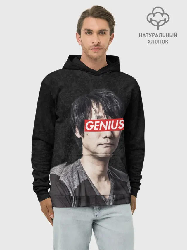 Худи мужской базовый хлопок с принтом «Kojima GENIUS»