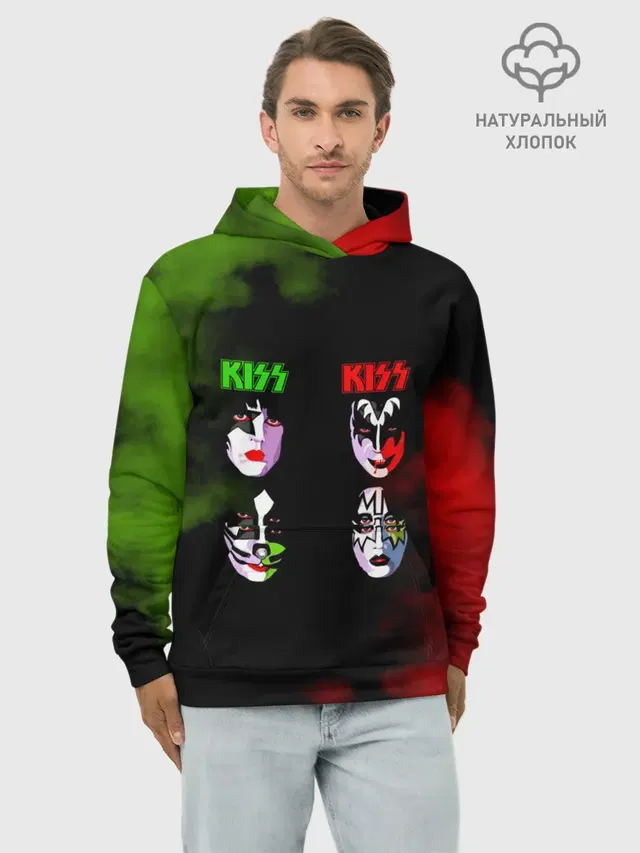 Худи мужской базовый хлопок с принтом «Kiss»