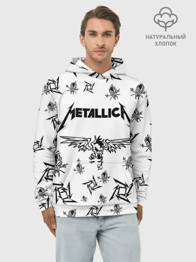 Худи мужской базовый хлопок с принтом «Metallica»