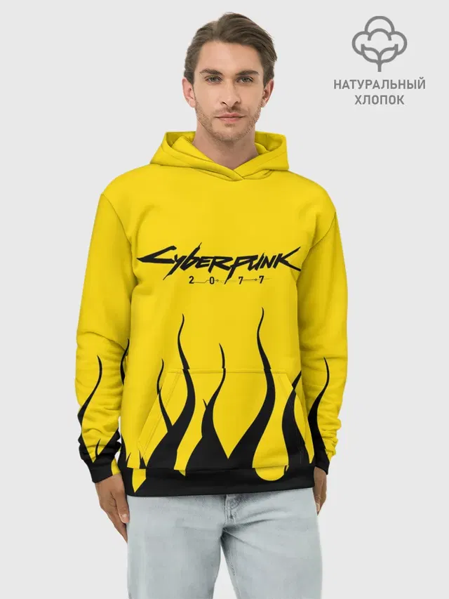 Худи мужской базовый хлопок с принтом «Cyberpunk 2077»
