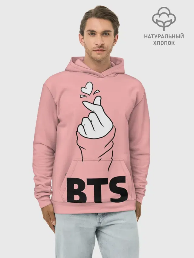 Худи мужской базовый хлопок с принтом «BTS — РЮКЗАК BTS»