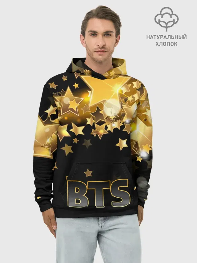 Худи мужской базовый хлопок с принтом «BTS — РЮКЗАК BTS»