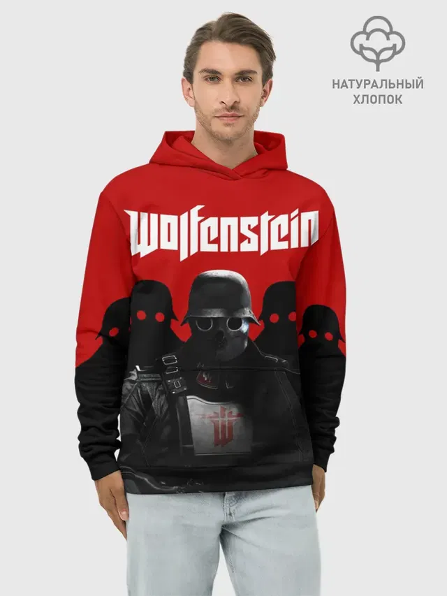 Худи мужской базовый хлопок с принтом «Wolfenstein»
