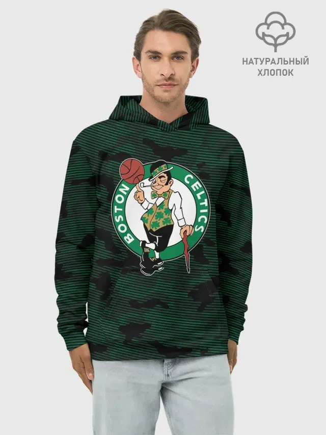 Худи мужской базовый хлопок с принтом «НБА — Boston Celtics»