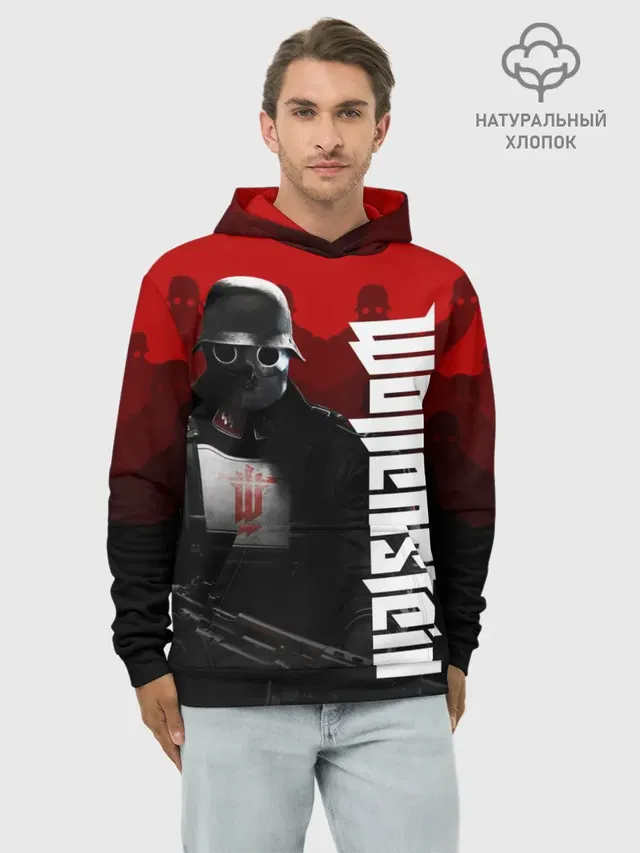 Худи мужской базовый хлопок с принтом «Wolfenstein»