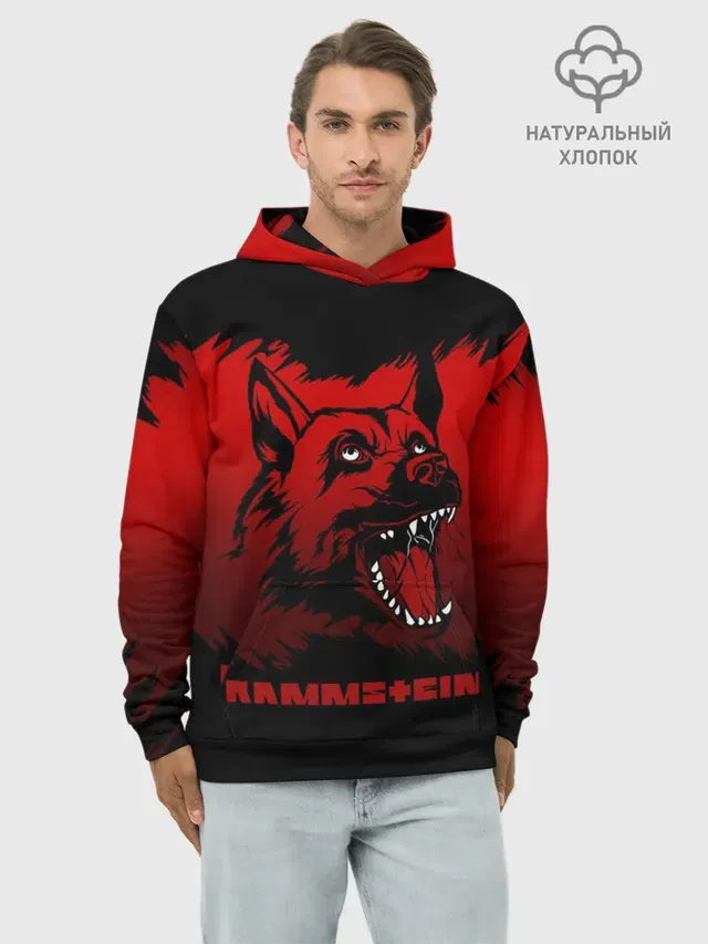 Худи мужской базовый хлопок с принтом «Rammstein — Rammstein dog»