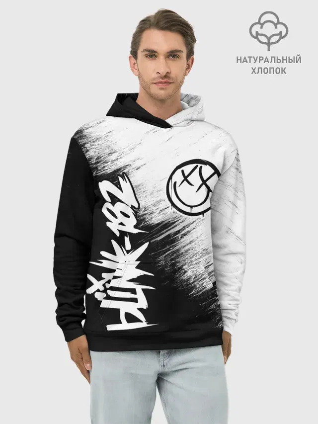 Худи мужской базовый хлопок с принтом «Blink 182»