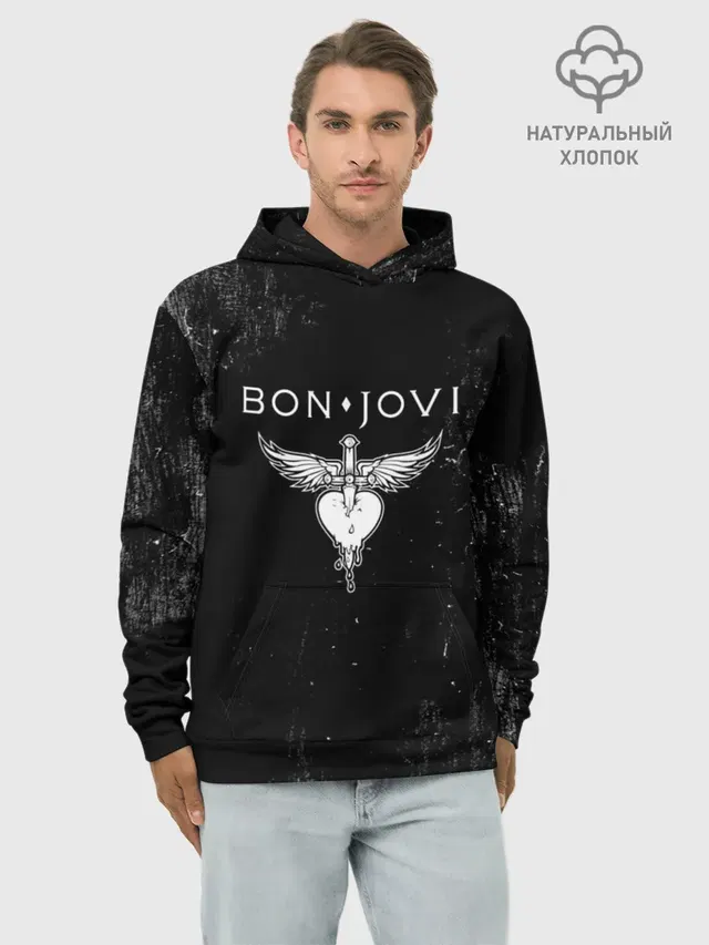 Худи мужской базовый хлопок с принтом «Jon Bon Jovi»