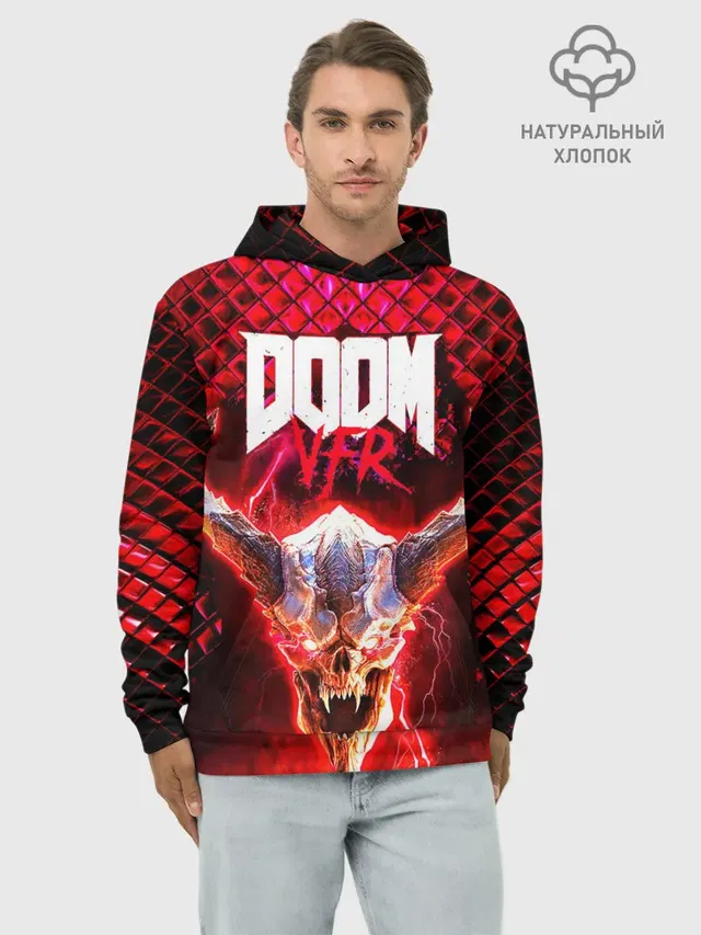 Худи мужской базовый хлопок с принтом «Дум — Doom Enternal»