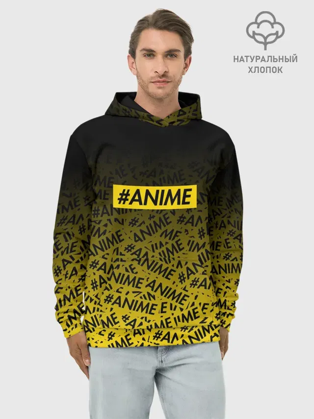 Худи мужской базовый хлопок с принтом «ANIME pattern»