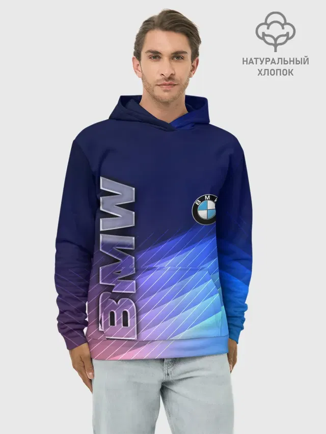 Худи мужской базовый хлопок с принтом «BMW»