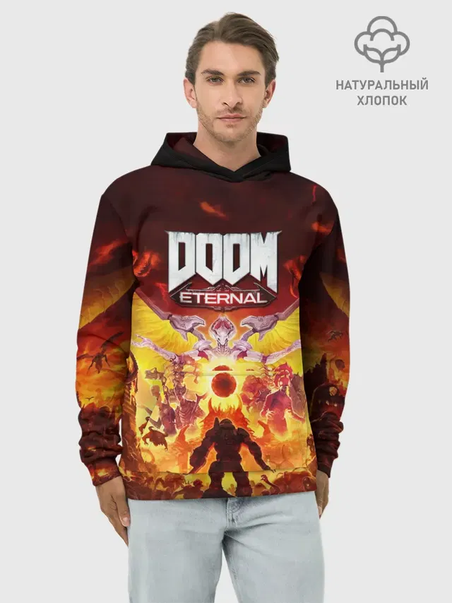 Худи мужской базовый хлопок с принтом «Дум — DOOM Eternal»
