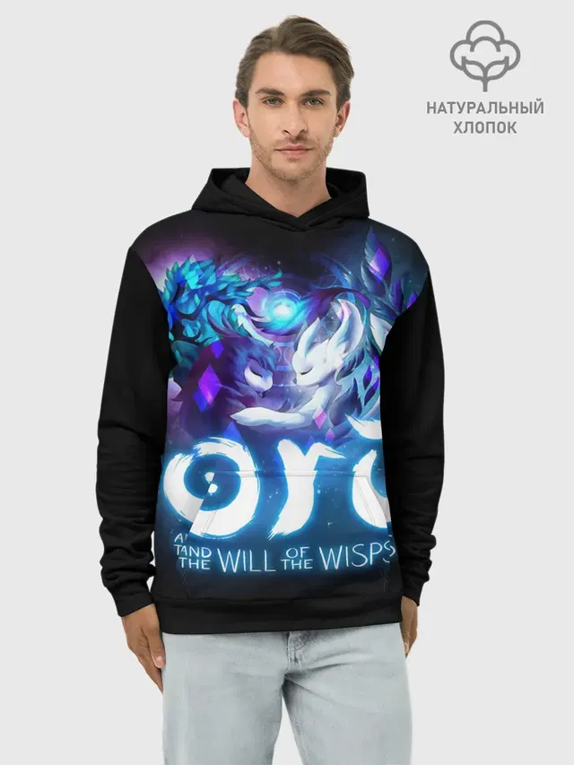 Худи мужской базовый хлопок с принтом «Ori and the will of the wisps — Ori and the Blind Forest»