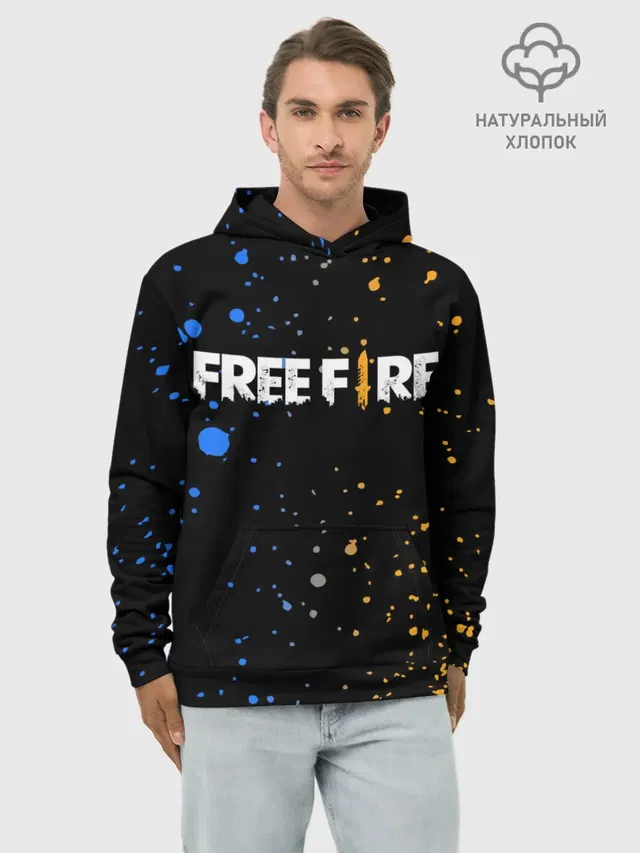 Худи мужской базовый хлопок с принтом «Фри Файер — FREE FIRE»