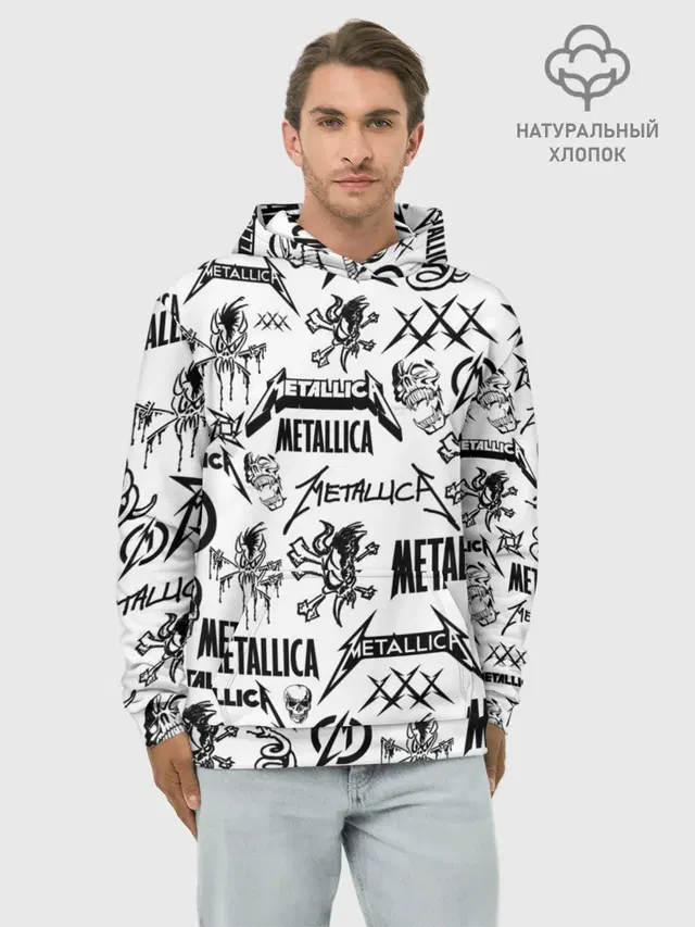 Худи мужской базовый хлопок с принтом «Metallica — METALLICA LOGOBOMBING»