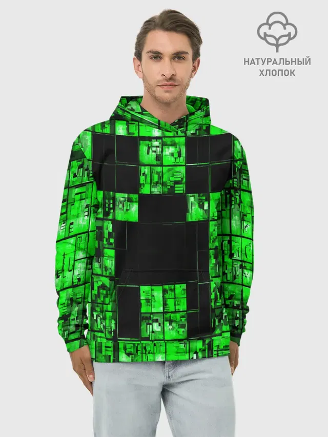 Худи мужской базовый хлопок с принтом «Minecraft»