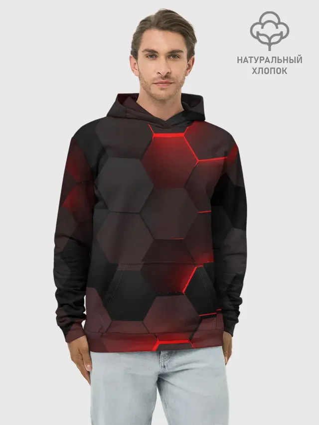 Худи мужской базовый хлопок с принтом «3D плиты»