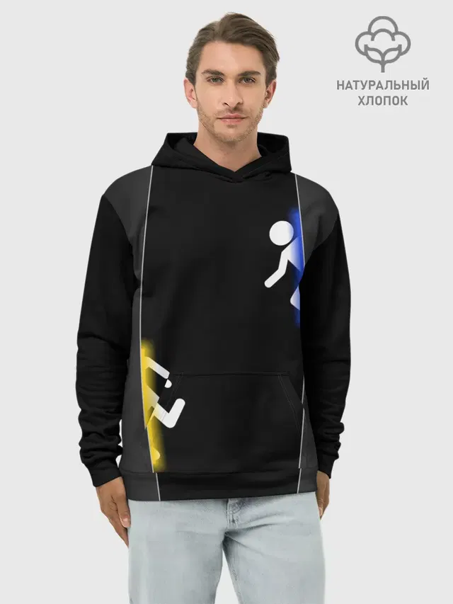 Худи мужской базовый хлопок с принтом «Stick figure»