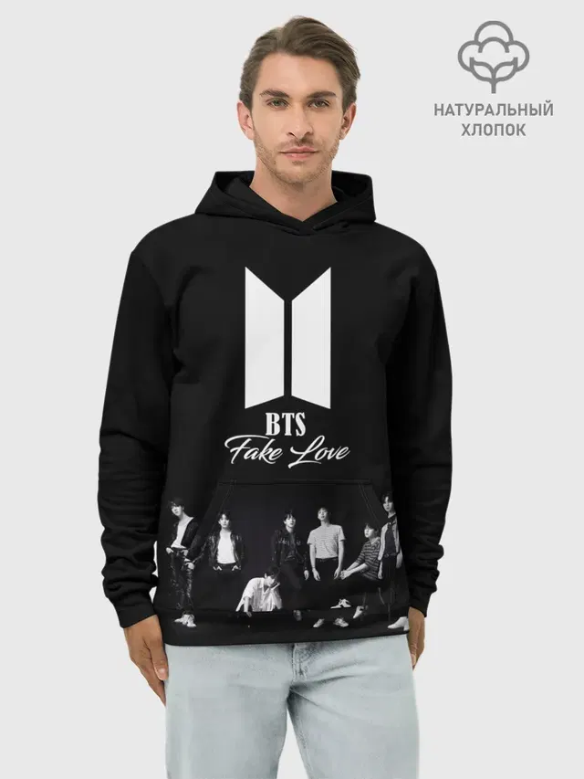 Худи мужской базовый хлопок с принтом «BTS — BTS Take love»