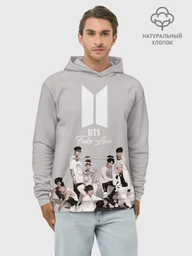 Худи мужской базовый хлопок с принтом «BTS — BTS Take love»